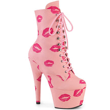 ADORE-1020KISSES Lace-Up Lips Print Ankle Boot