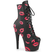 ADORE-1020KISSES Lace-Up Lips Print Ankle Boot