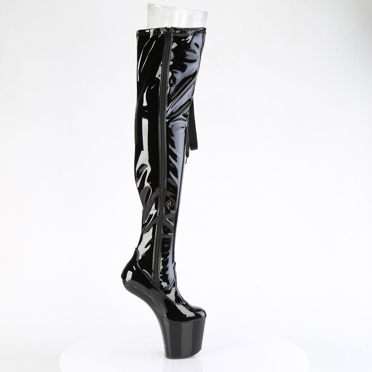 CRAZE-3050 Red Thigh High Heelless Boots Black Multi view 2