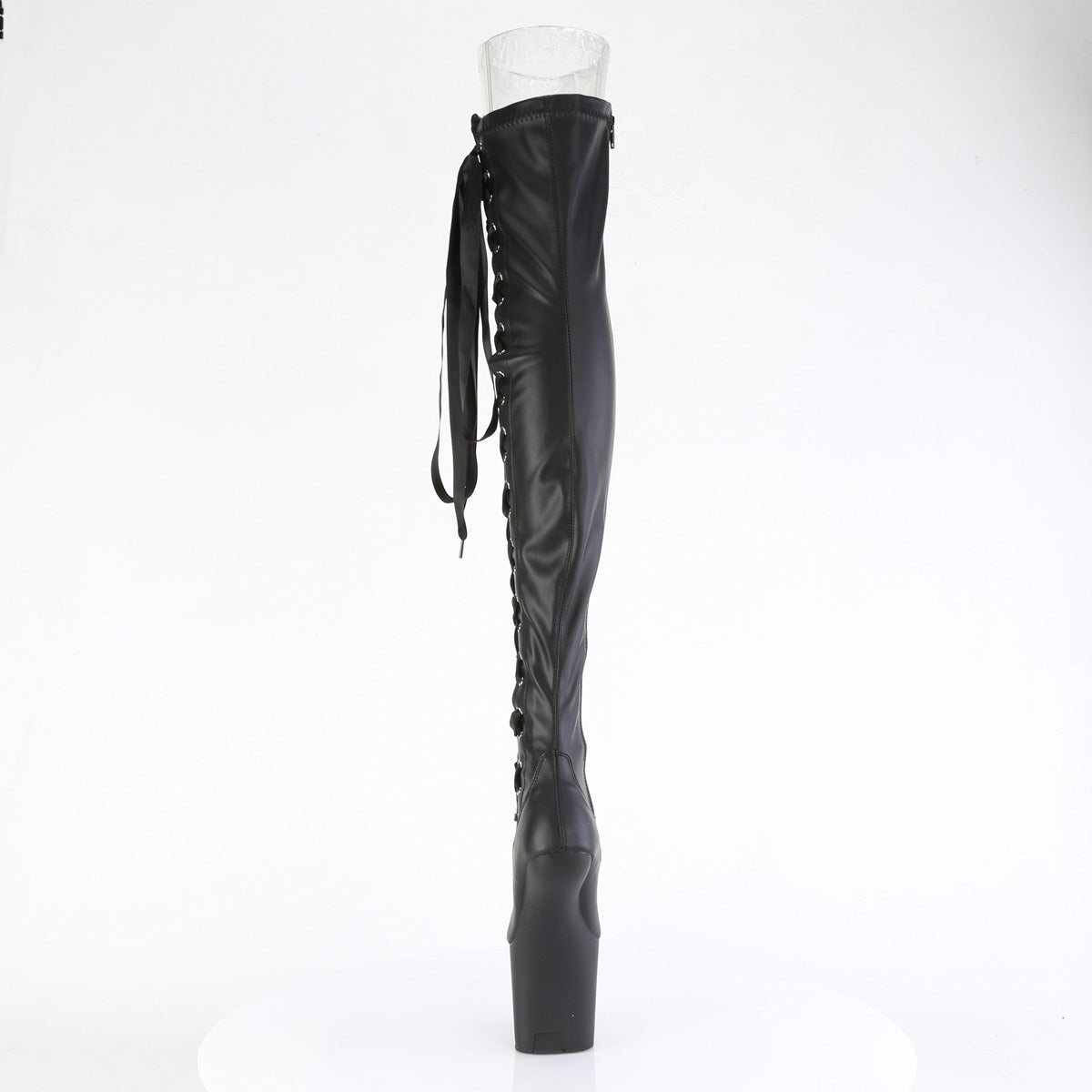 CRAZE-3050 Red Thigh High Heelless Boots Black Multi view 3