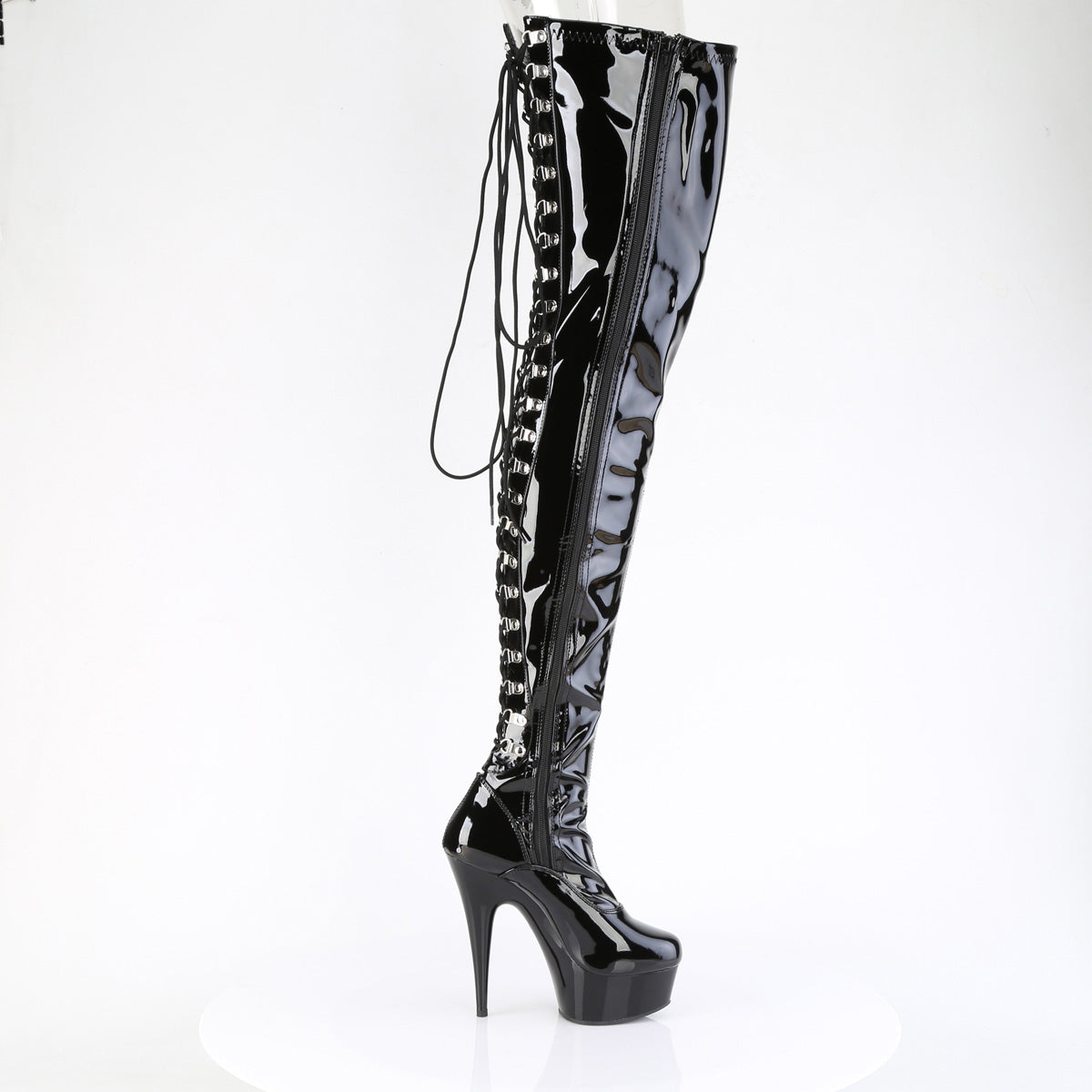 DELIGHT-4063 Back Lace Stretch Crotch Boot