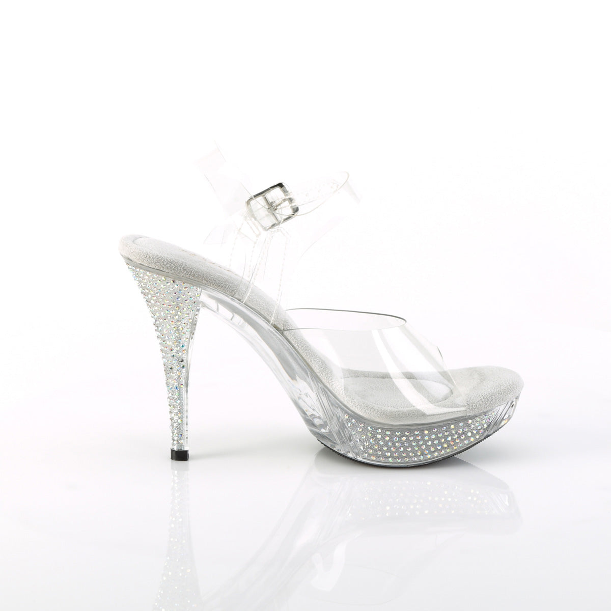 ELEGANT-408 Ankle Peep Toe High Heel Clear Multi view 2