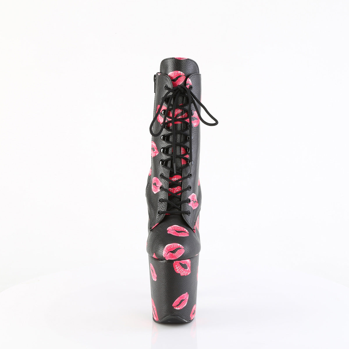 FLAMINGO-1020KISSES Lace-Up Lips Print Ankle Boot Black Multi view 5