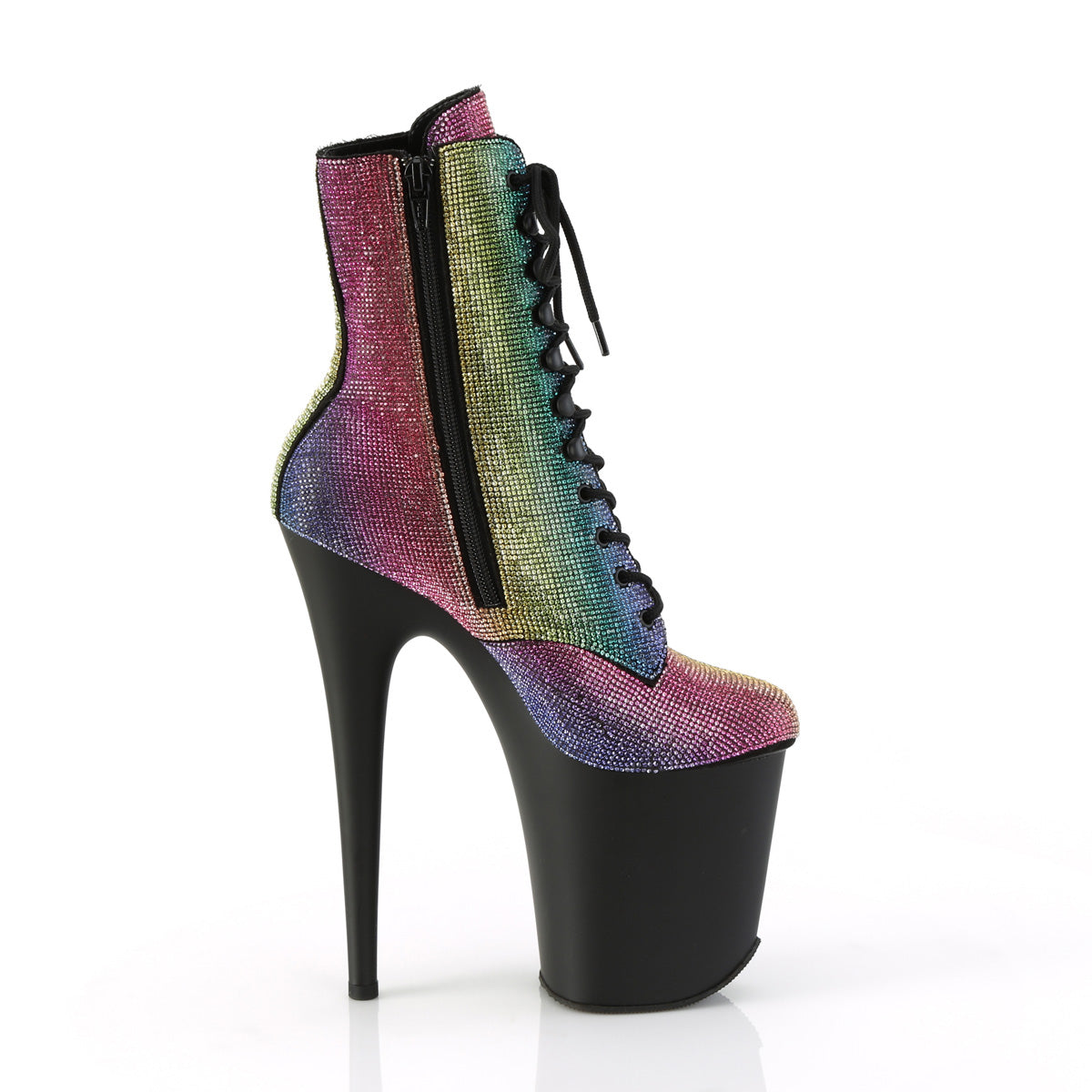 FLAMINGO-1020RS Black & Rainbow Calf High Boots Black & Multi Colour Multi view 2