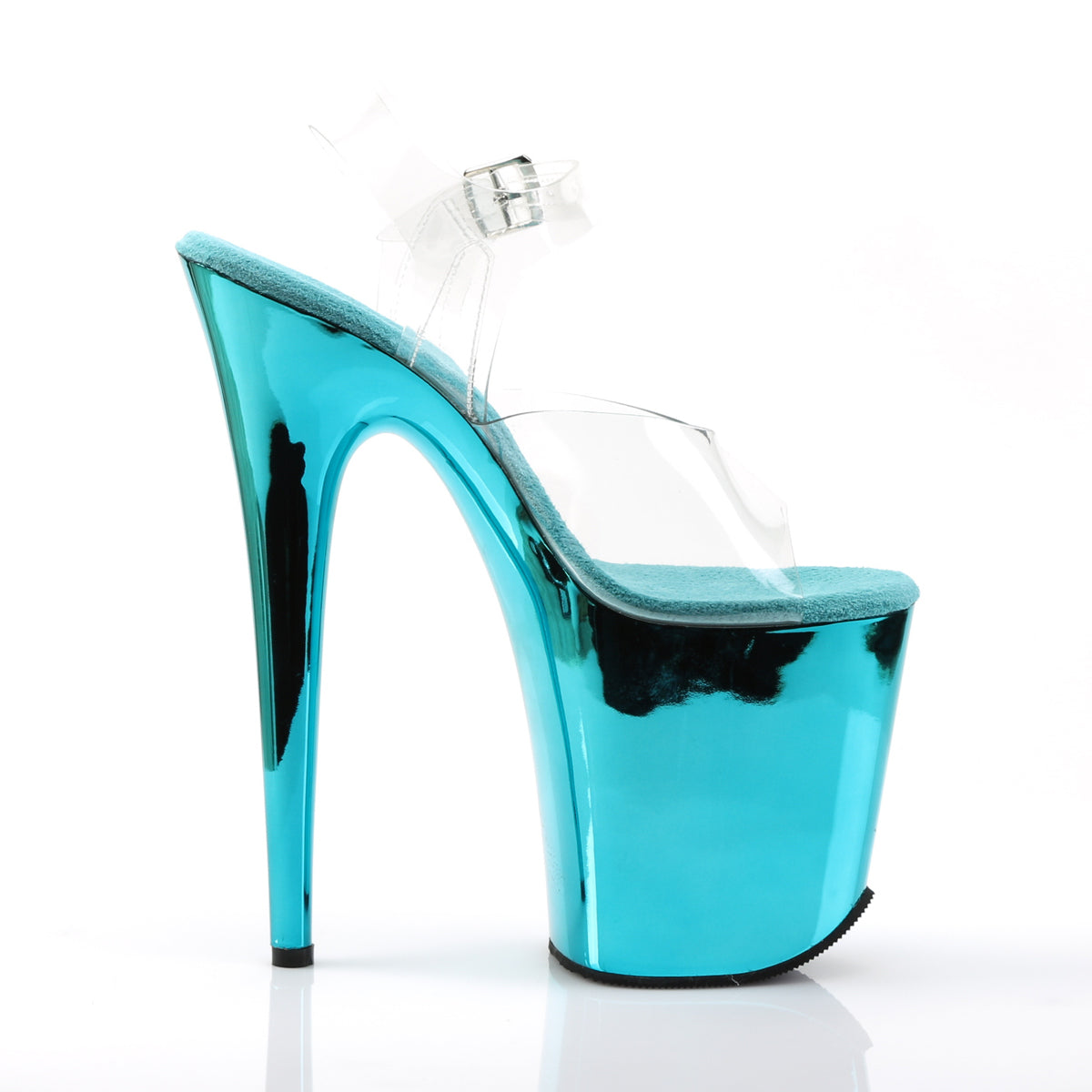 FLAMINGO-808 Clear & Blue Ankle Peep Toe High Heel  Multi view 2