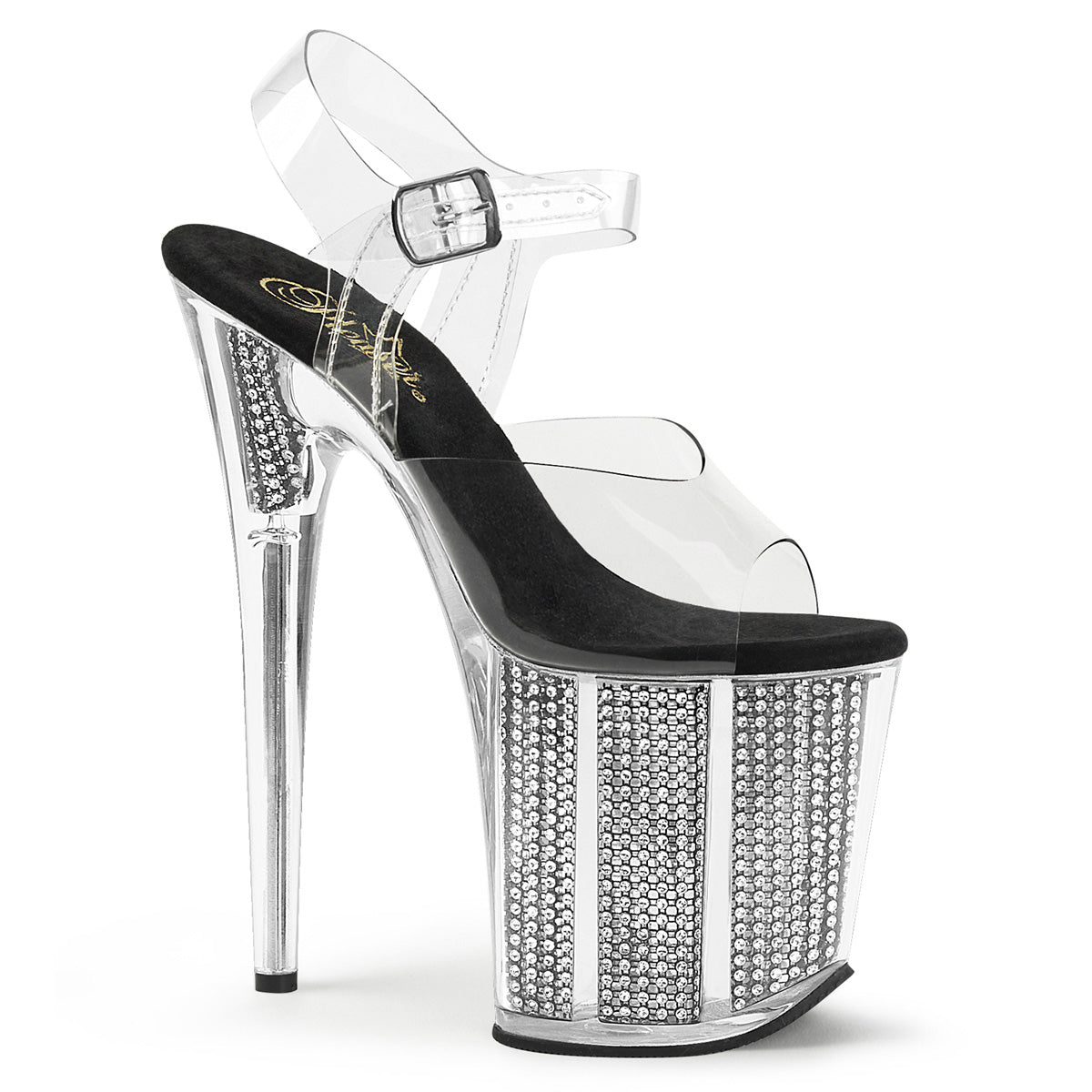 FLAMINGO-808SRS Silver & Clear Ankle Peep Toe High Heel Silver & Clear Multi view 1