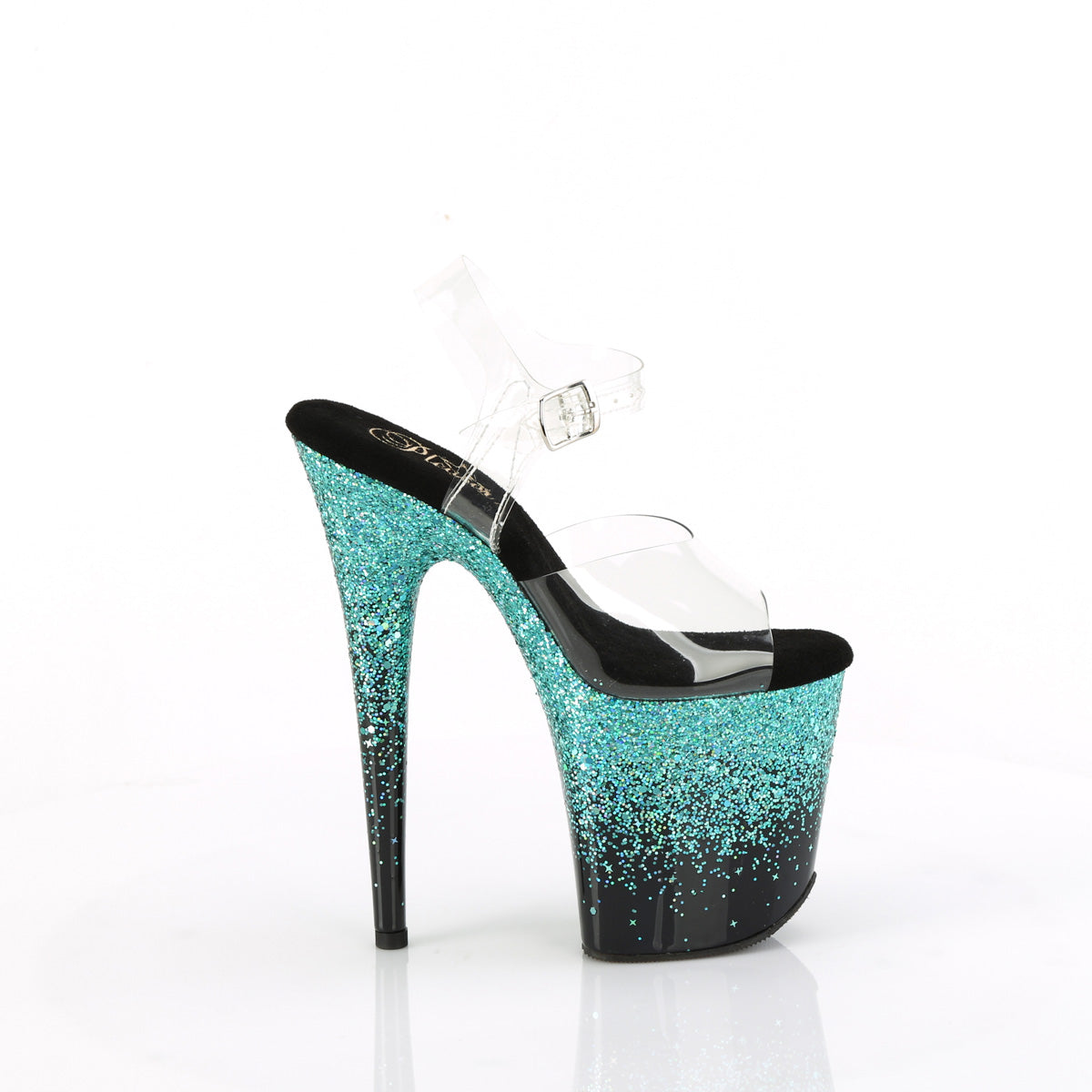 FLAMINGO-808SS Black & Blue Ankle Peep Toe High Heel Green Multi view 2