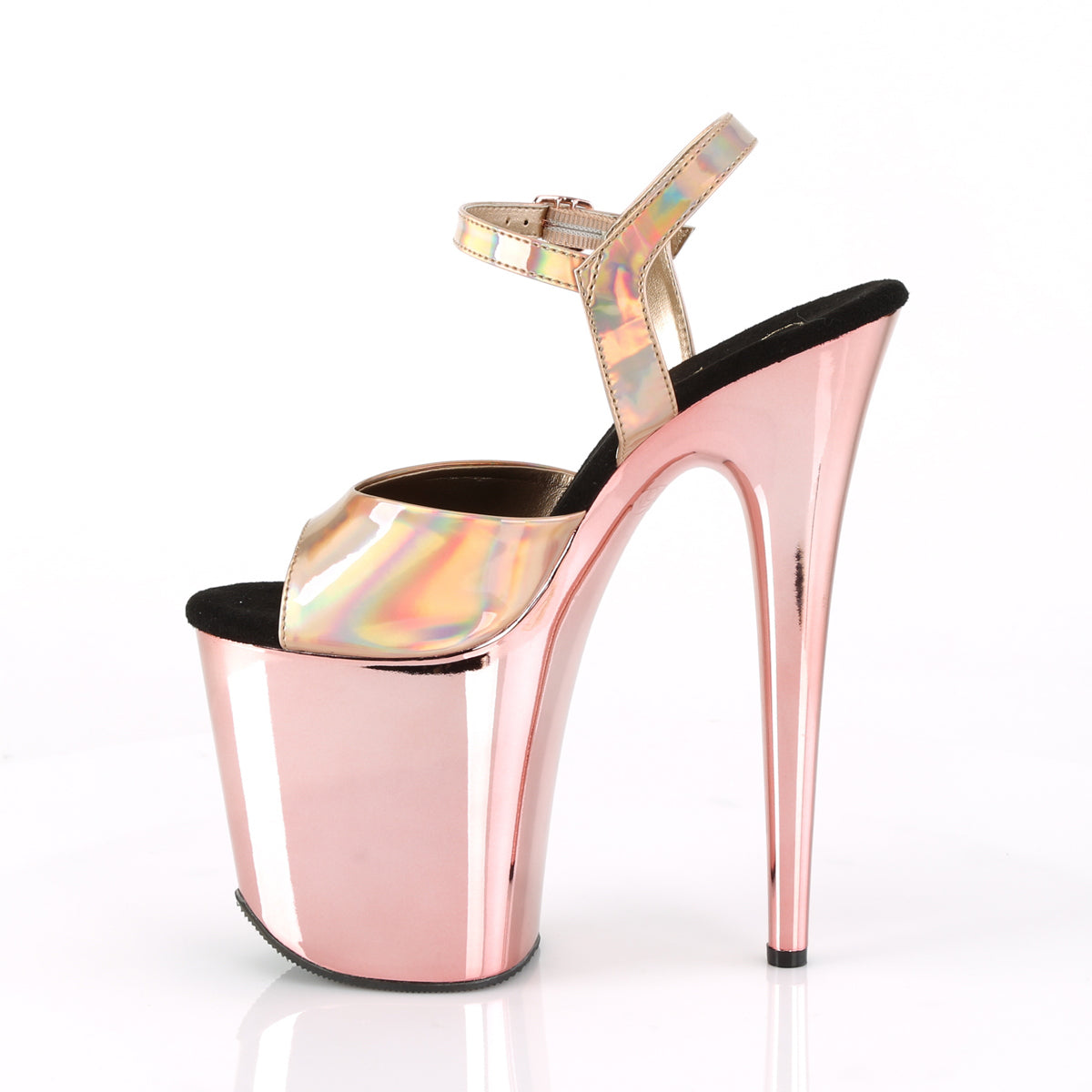 FLAMINGO-809HG Pink Ankle Peep Toe High Heel Rose Gold Multi view 4