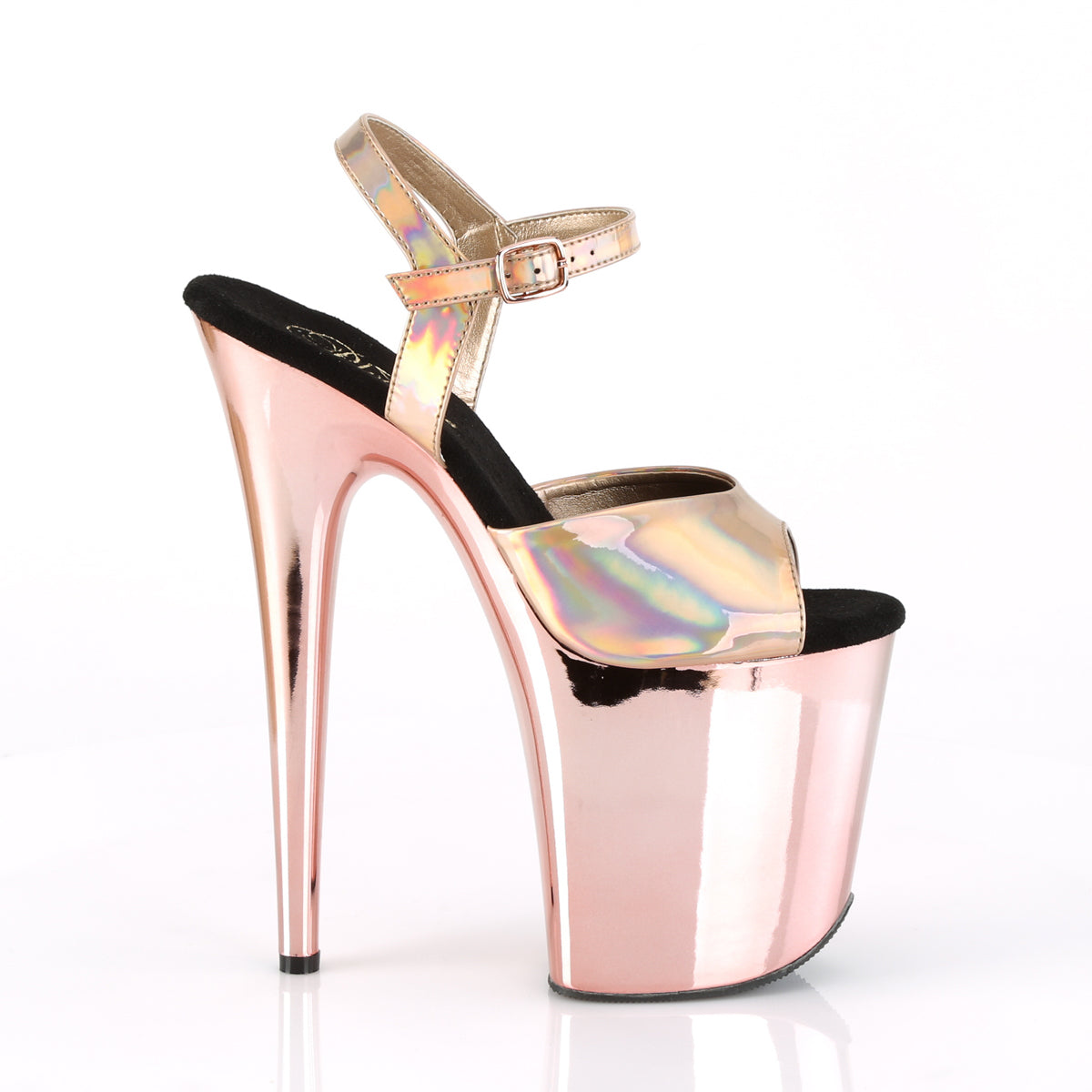 FLAMINGO-809HG Pink Ankle Peep Toe High Heel Rose Gold Multi view 2