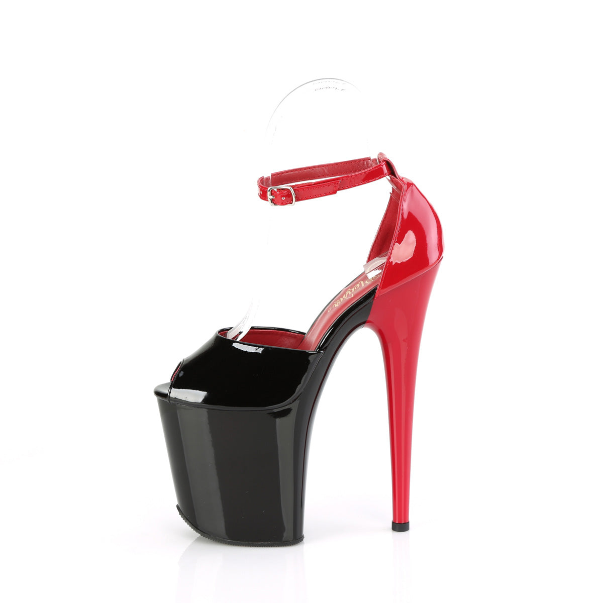 FLAMINGO-868 Black & Red Ankle Peep Toe High Heel Black & Red Multi view 4