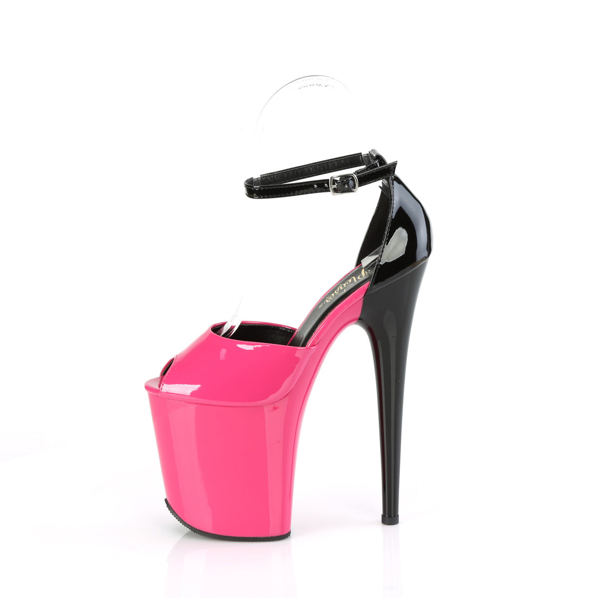 FLAMINGO-868 Black & Red Ankle Peep Toe High Heel Black & Pink Multi view 4