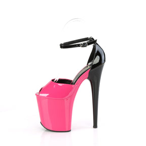 FLAMINGO-868 Black & Red Ankle Peep Toe High Heel Black & Pink Multi view 4
