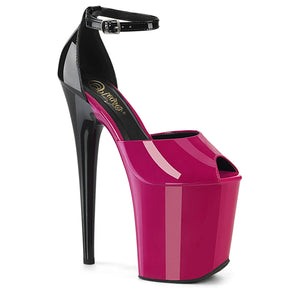 FLAMINGO-868 Black & Red Ankle Peep Toe High Heel Black & Pink Multi view 1