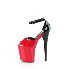 FLAMINGO-868 Black & Red Ankle Peep Toe High Heel Red & Black Multi view 4