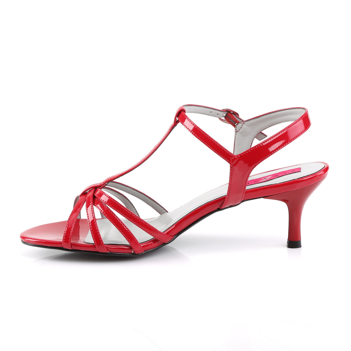 KITTEN-06 Ankle T-Strap Heel Red Multi view 4