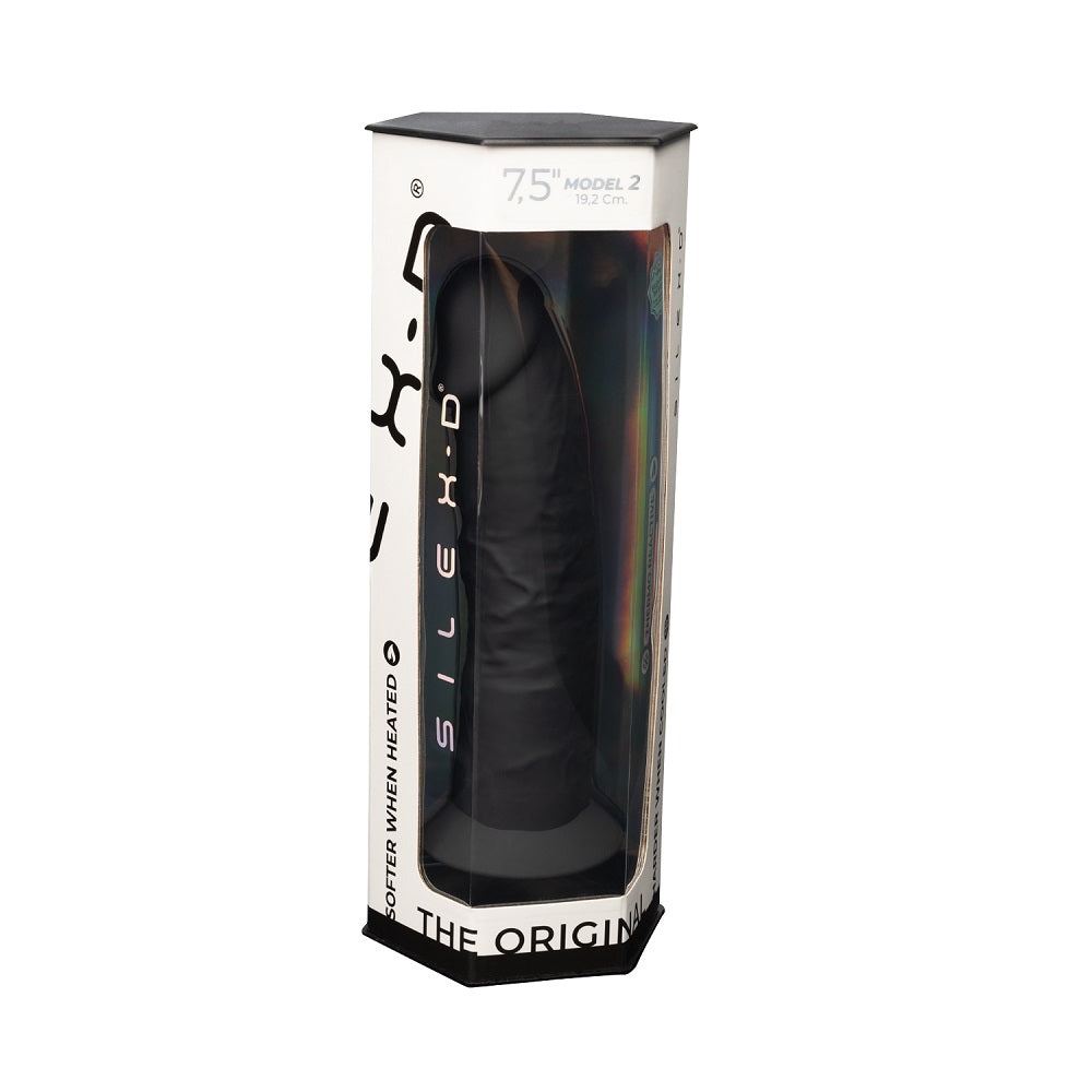 SilexD 7.5 inch Realistic Silicone Dual Density Dildo with Suction Cup Black