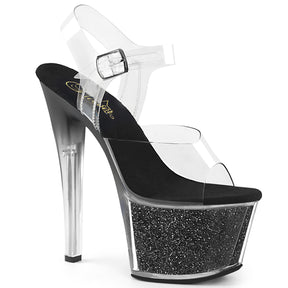 SKY-308G-T Black & Clear Ankle Peep Toe High Heel Black & Clear Multi view 1