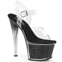 SKY-308G-T Black & Clear Ankle Peep Toe High Heel