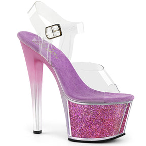 SKY-308G-T Black & Clear Ankle Peep Toe High Heel Pink & Clear Multi view 1