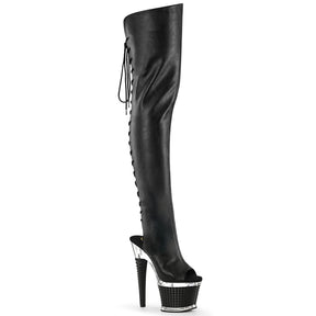SPECTATOR-3030 Textured Lace-Up Back Thigh Boot Black Multi view 1