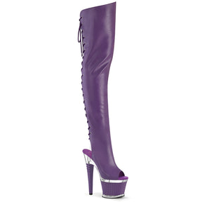 SPECTATOR-3030 Textured Lace-Up Back Thigh Boot Purple Multi view 1