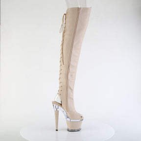 SPECTATOR-3030 Textured Lace-Up Back Thigh Boot Nude Multi view 2