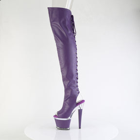 SPECTATOR-3030 Textured Lace-Up Back Thigh Boot Purple Multi view 4