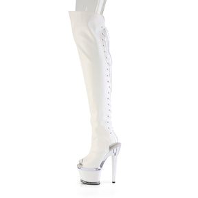 SPECTATOR-3030 Textured Lace-Up Back Thigh Boot White Multi view 4