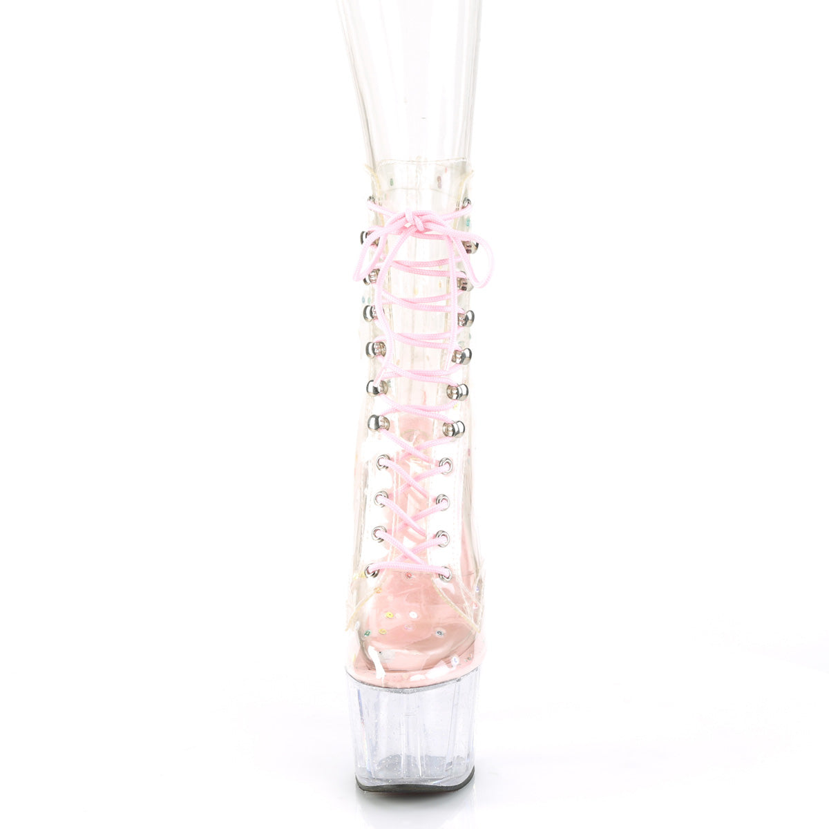 ADORE-1020C-2 Pink & Clear Calf High Boots