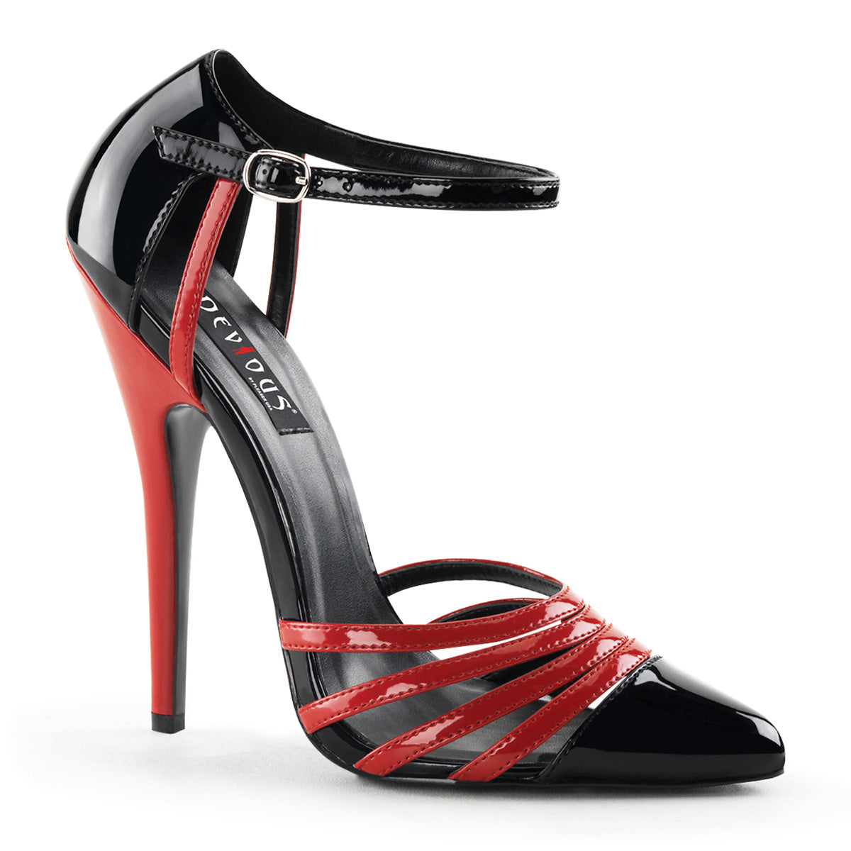 DOMINA-412 Black & Red Ankle High Heel