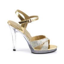 FLAIR-419(G) Clear & Gold Ankle Sandal High Heel