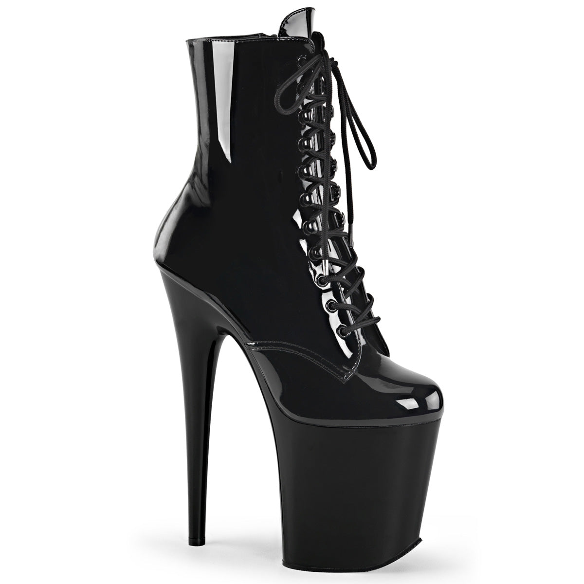 FLAMINGO-1020 Black Patent 8 Inch Heel Boots