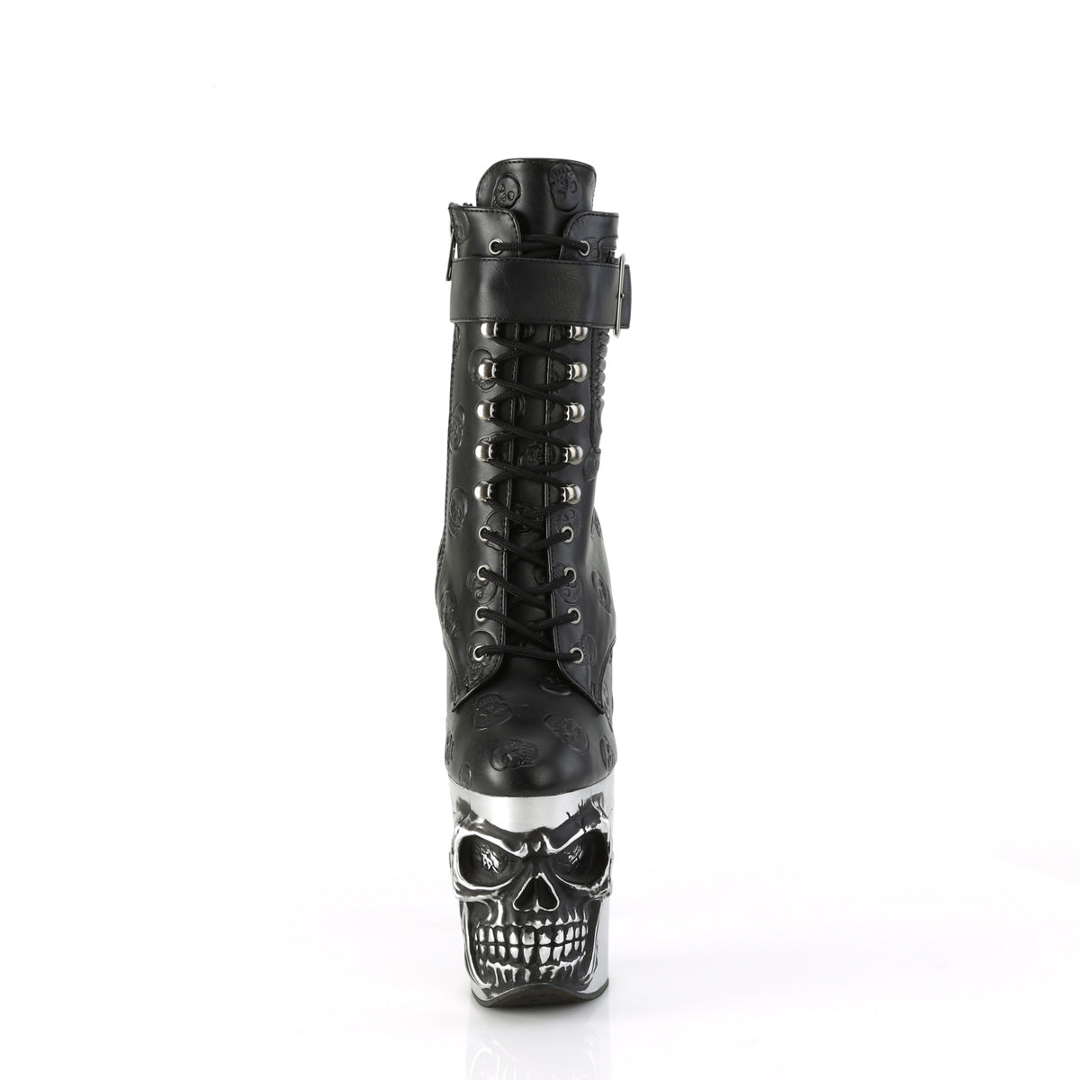 RAPTURE-1020STR-02 Black & Silver Calf High Boots