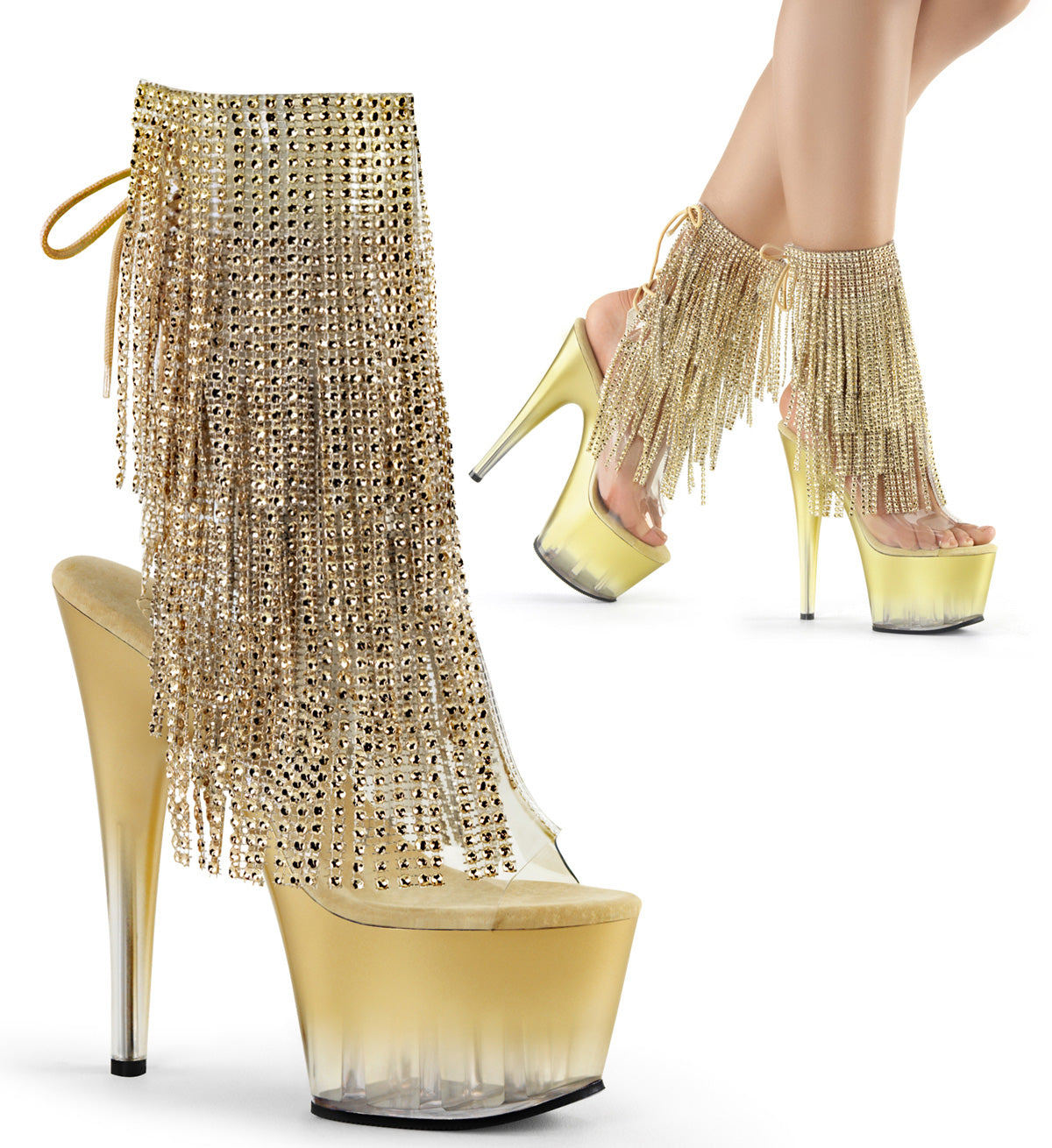 ADORE-1017RSFT Ombre Sparkly Fringe Boots