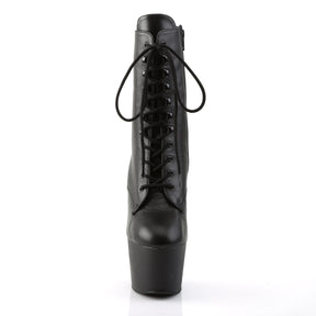ADORE-1020 Black Leather Lace Up Ankle Boots