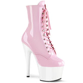 ADORE-1020 Pink & White Calf High Boots