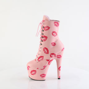 ADORE-1020KISSES Lace-Up Lips Print Ankle Boot Pink Multi view 4