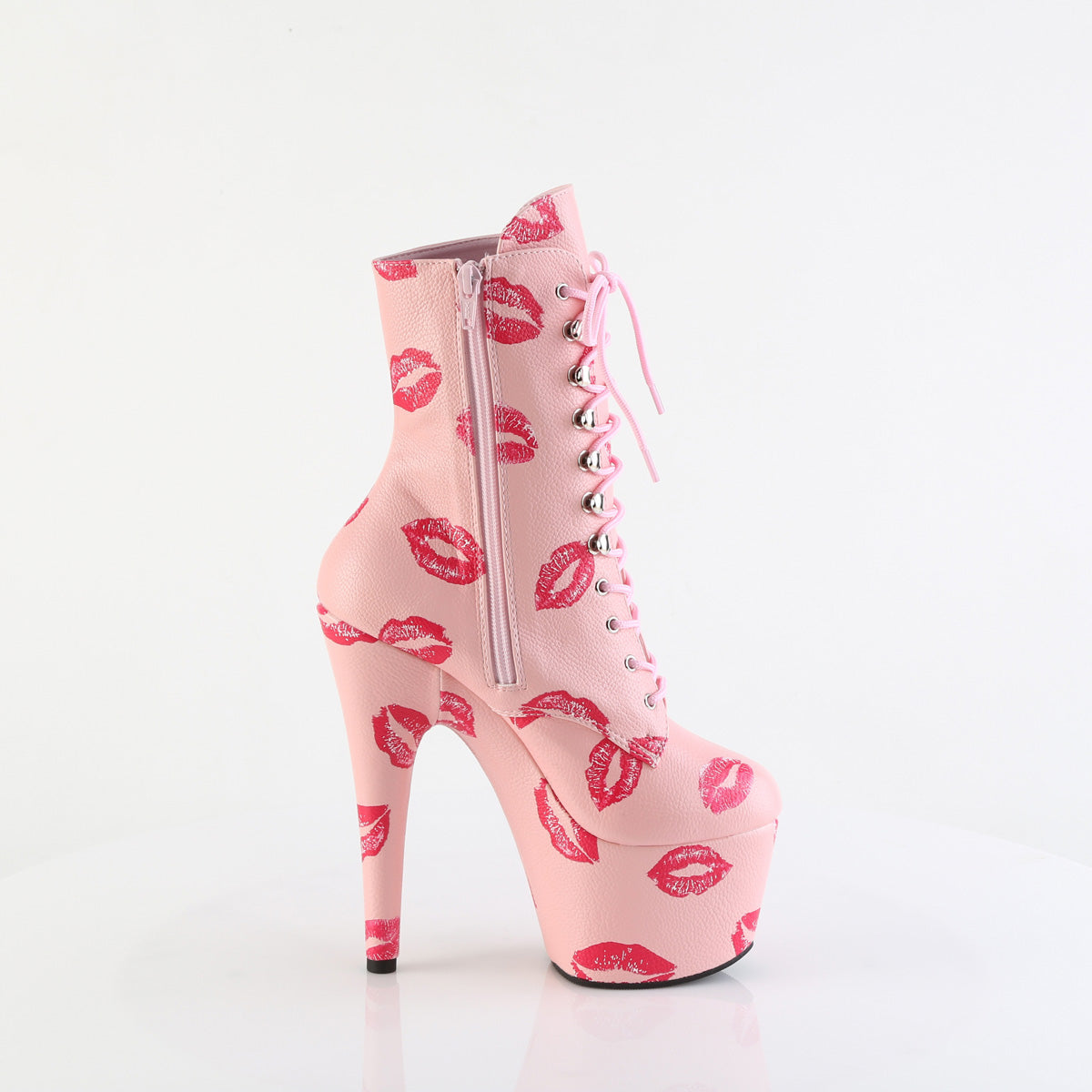 ADORE-1020KISSES Lace-Up Lips Print Ankle Boot Pink Multi view 2