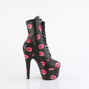 ADORE-1020KISSES Lace-Up Lips Print Ankle Boot Black Multi view 2
