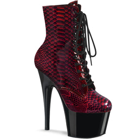 ADORE-1020SP Platform Lace Up Front Ankle Boot Black & Red Multi view 1