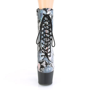 ADORE-1020SP Platform Lace Up Front Ankle Boot Black & Silver & Multi Colour Multi view 5