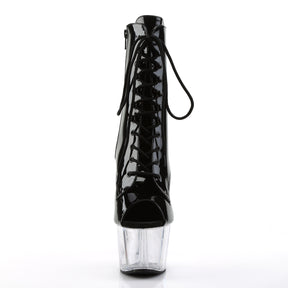 ADORE-1021 Black & Clear Patent Calf High Peep Toe Boots