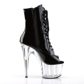 ADORE-1021 Black & Clear Patent Calf High Peep Toe Boots