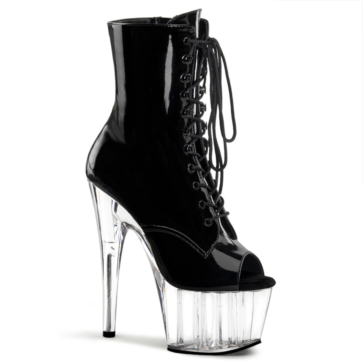 ADORE-1021 Black & Clear Patent Calf High Peep Toe Boots  Multi view 1