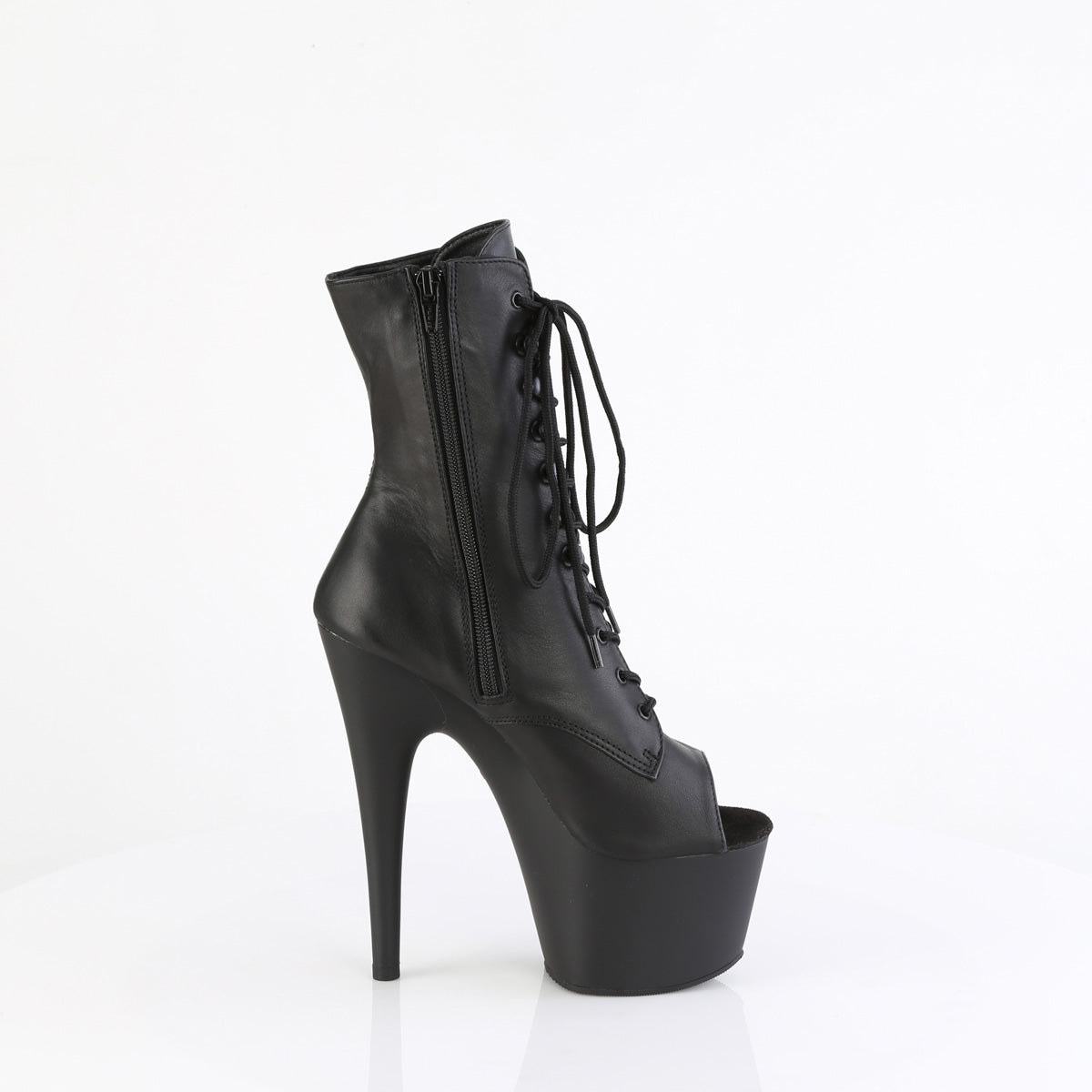 ADORE-1021 Black Leather Calf High Peep Toe Boots  Multi view 2