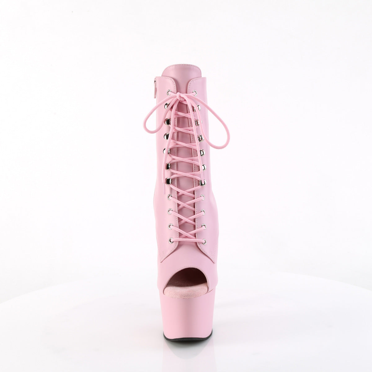 ADORE-1021 Pink Faux Leather Calf High Peep Toe Boots