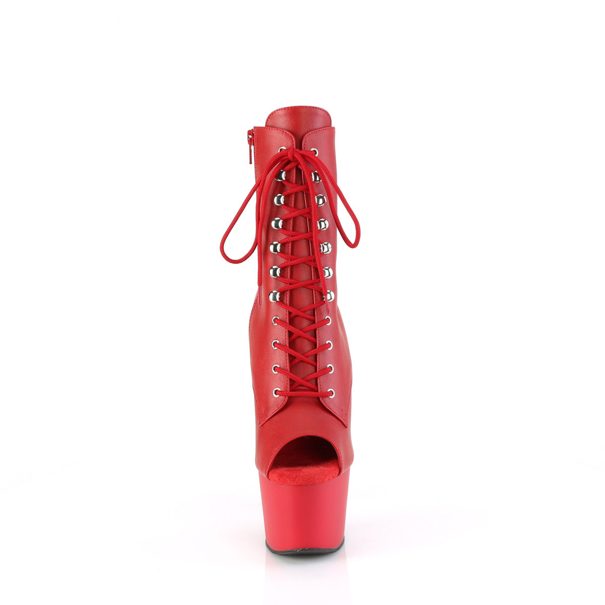 ADORE-1021 Red Faux Leather Calf High Peep Toe Boots