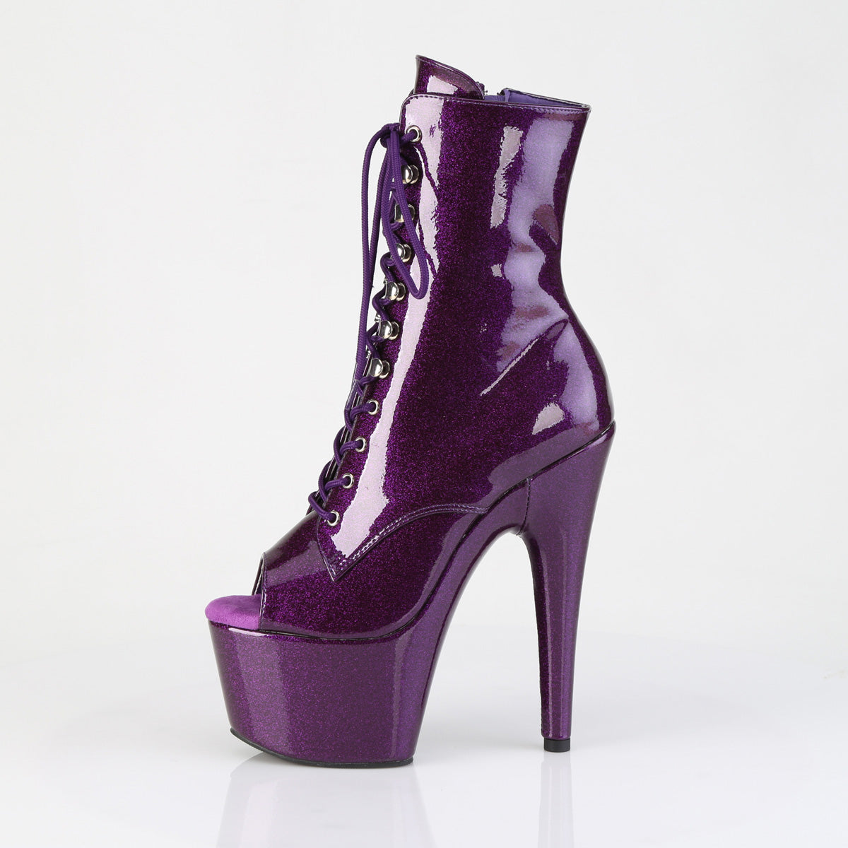ADORE-1021GP Peep Toe Lace-Up Ankle Boot Purple Multi view 4