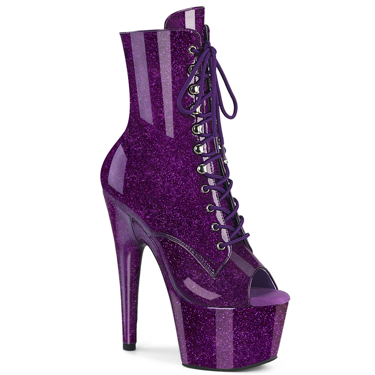 ADORE-1021GP Peep Toe Lace-Up Ankle Boot Purple Multi view 1