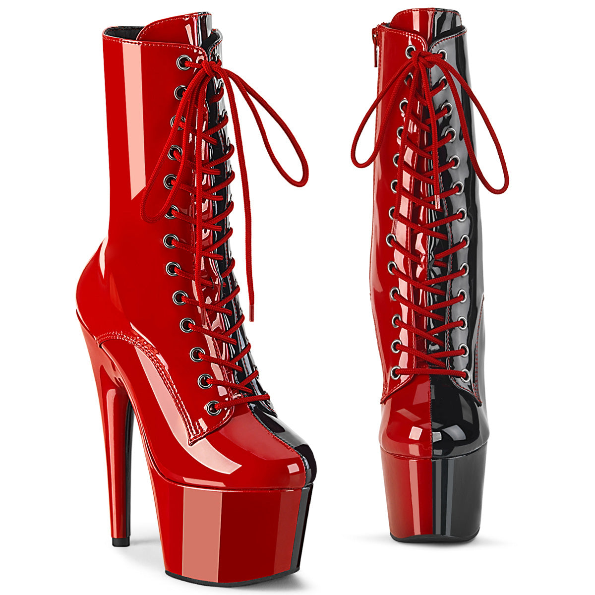 ADORE-1040TT Black & Red Calf High Boots